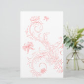 ピンクの蝶の渦巻き 便箋 (スタンド正面)