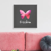 ピンクの蝶の自由お洒落 キャンバスプリント (インサイチュ (リビング))