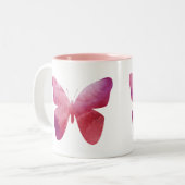 ピンクの蝶の自由お洒落 ツートーンマグカップ (正面左)