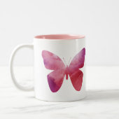 ピンクの蝶の自由お洒落 ツートーンマグカップ (左)