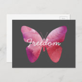 ピンクの蝶の自由お洒落 ポストカード (正面/裏面)