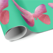ピンクの蝶の自由お洒落 ラッピングペーパー (ロールコーナー)