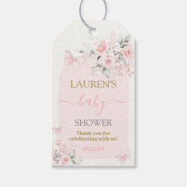 ピンクの蝶の花のベビーシャワー 女の子のギフトタグ ギフトタグ