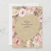 ピンクの蝶の花の水彩 wreath 赤ちゃんの女の子 招待状 (裏面)