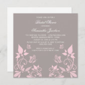 ピンクの蝶の花の結婚前お披露目招待状 招待状 (正面/裏面)
