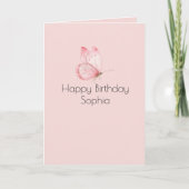 ピンクの蝶の誕生日 カード (正面)