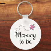 ピンクの蝶の贈り物になるママ キーホルダー (正面)