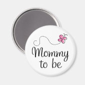 ピンクの蝶の贈り物になるママ マグネット (正面/裏面)