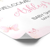 ピンクの蝶の赤ちゃんシャワーへようこそ ポスター (角)