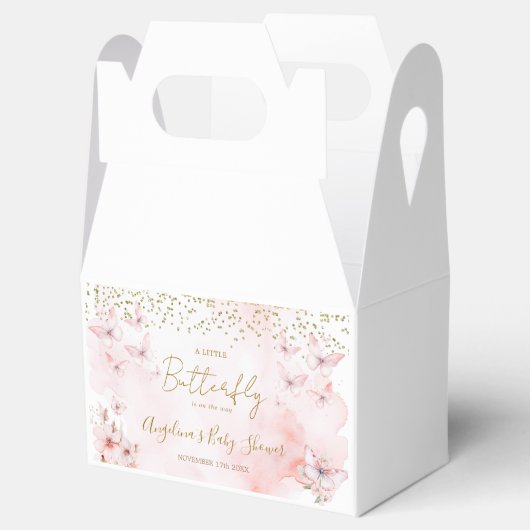 ピンクの蝶の赤ちゃんシャワー女の子の好意ギフトボックス フェイバーボックス (オープン)