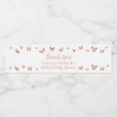 ピンクの蝶の赤ちゃんシャワー好意ウォーターボトルラベ ペットボトルラベル (シングルラベル)