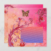 ピンクの蝶の輝き ウェディング フォト テンプレート (正面/裏面)