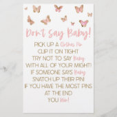 ピンクの蝶は赤ちゃんシャワーゲームと言わない 便箋 (正面)