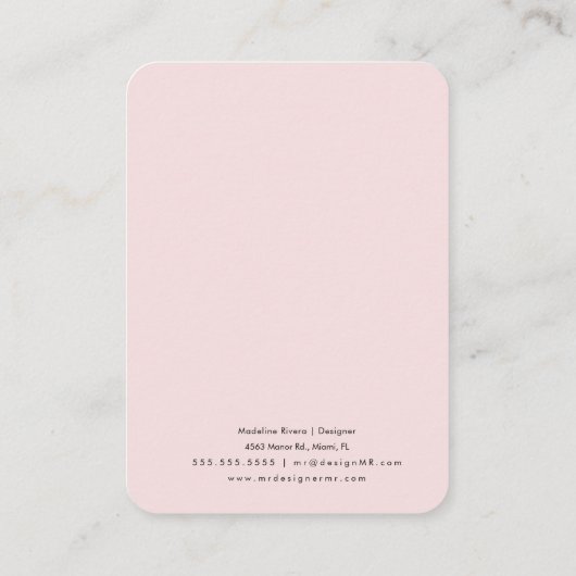 ピンクの蝶アーティザンイヤリングディスプレイカード コーリングカード (裏面)