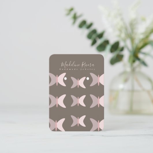 ピンクの蝶アーティザンイヤリングディスプレイカード コーリングカード (スタンド正面)