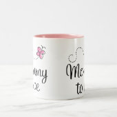 ピンクの蝶ギフトがあるお母さん ツートーンマグカップ (中央)