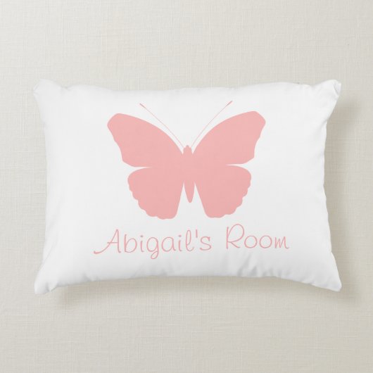 ピンクの蝶シルエットのデザイン(パーソナライズな) アクセントクッション (正面)