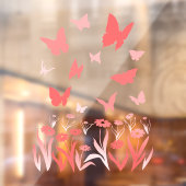 ピンクの蝶デカール蝶の花窓の周り ウィンドウサイン (シート2)