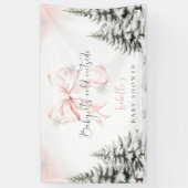 ピンクの蝶ネクタイのベイビーシャワーパーティー - 外は寒い 横断幕 (縦)