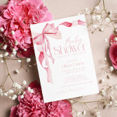 ピンクの蝶ネクタイのベイビーシャワー、ベイビーシャワー、女の子です、 招待状