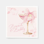 ピンクの蝶ネクタイのランチとバブル スタンダードカクテルナプキン (正面)