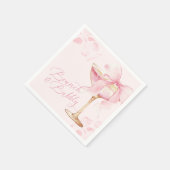 ピンクの蝶ネクタイのランチとバブル スタンダードカクテルナプキン (角)