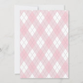 ピンクの蝶ネクタイのロッキングホース ポロ ヴィンテージ ベビーシャワー 招待状 (裏面)