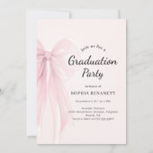 ピンクの蝶ネクタイの写真 卒業パーティー 招待状 (裏面)