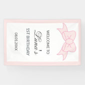 ピンクの蝶ネクタイの女の子のお誕生日バナー 幼児 1歳 横断幕 (横)