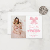 ピンクの蝶ネクタイの女の子のベビーシャワーの写真ありがとうございます ノートカード (正面/裏面インサイチュ)