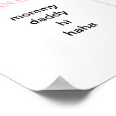 ピンクの蝶ネクタイの女の子の1歳の誕生日記念 ポスター (角)