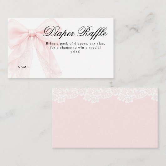 ピンクの蝶ネクタイの女の子 現代のベビーシャワー エンクロージャーカード (正面/裏面)