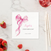 ピンクの蝶ネクタイの女の子 1歳の誕生日 スタンダードカクテルナプキン (インサイチュ)