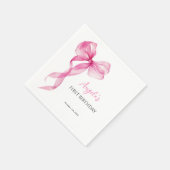 ピンクの蝶ネクタイの女の子 1歳の誕生日 スタンダードカクテルナプキン (角)