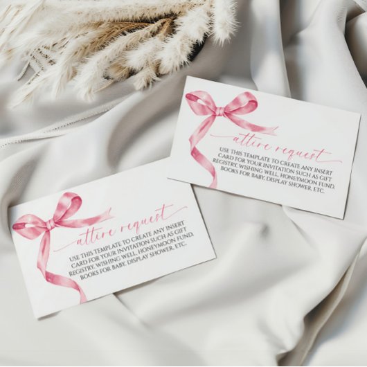 ピンクの蝶ネクタイ衣装依頼 封入カード エンクロージャーカード