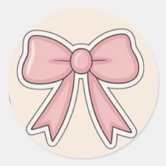 ピンクの蝶ネクタイ　かわいいステッカー ラウンドシール (正面)
