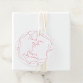 ピンクの蝶ネクタイ ウェーブフレーム エレガントな女の子 シャワー サンクス フェイバータグ (インサイチュ)