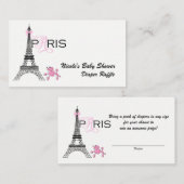 ピンクの蝶ネクタイ エッフェル塔 パリ フランス おむつくじ エンクロージャーカード (正面/裏面)