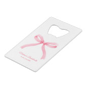 ピンクの蝶ネクタイ ガーリーな美学 ブライズパーティー ギフト クレジットカード栓抜き (正面アングル)