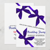 ピンクの蝶ネクタイ コケティーな蝶ネクタイ 誕生日招待状、13歳の誕生日 招待状 (正面/裏面)