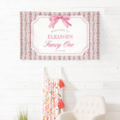 ピンクの蝶ネクタイ コケティー おしゃれ ワン バースデーパーティー 横断幕 (インサイチュ)