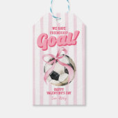 ピンクの蝶ネクタイ スポーツ サッカー ストライプ バレンタイン タグ (正面)