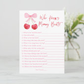 ピンクの蝶ネクタイ チェリー ママのことを一番知っているシャワゲーム 招待状 (スタンド正面)