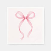 ピンクの蝶ネクタイ ブライダルシャワー スタンダードカクテルナプキン (正面)