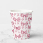 ピンクの蝶ネクタイ ベイビーシャワーまたはブライズシャワー、誕生日パーティー 紙コップ (左)