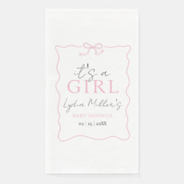 ピンクの蝶ネクタイ ベビーシャワー招待状, 女の子のベビーシャワー