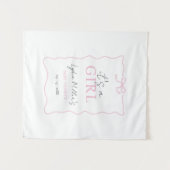 ピンクの蝶ネクタイ ベビーシャワー招待状, 女の子のベビーシャワー タペストリー (正面(横))