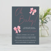 ピンクの蝶ネクタイ ベビーシャワー招待状 招待状 (スタンド正面)