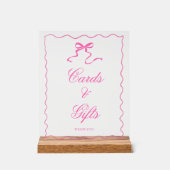 ピンクの蝶ネクタイ ベビーシャワー カードとギフト サイン (正面)