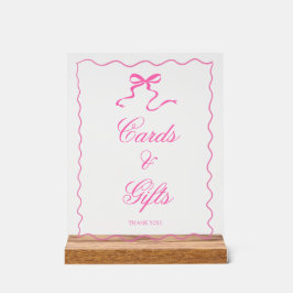 ピンクの蝶ネクタイ ベビーシャワー カードとギフト サイン